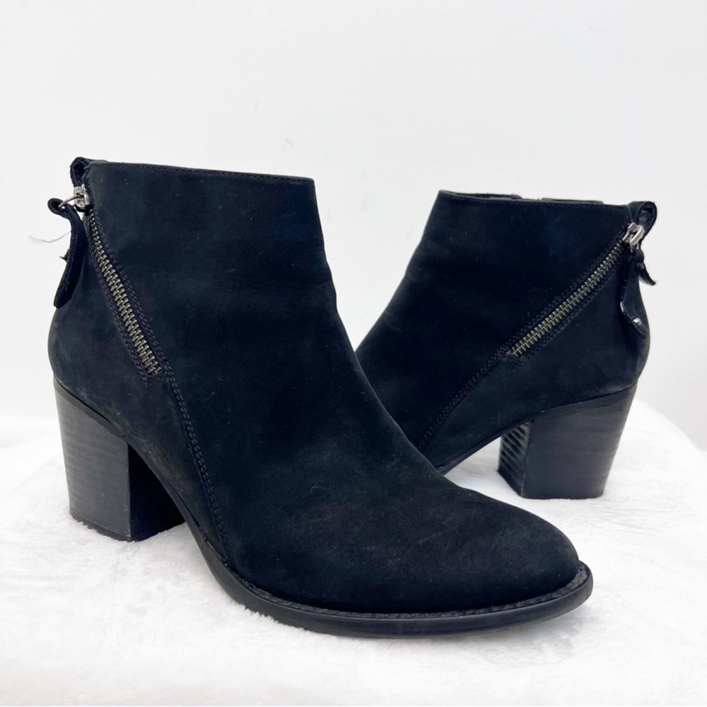 Blondo Nivada Black Waterproof Suede Leather Ankle Heel Boots Women’s Size 8.5